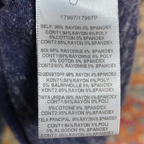 Anthropologie Dolan Jersey Knit Mini Dress Long Sleeve Striped Bodice Navy Large - Picture 9 of 10